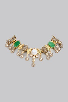 Gold Finish Semi-Precious Stone Necklace