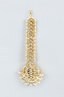Gold Finish Faux Pearl Maang Tikka