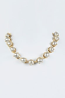 Gold Finish Necklace With Baroque Pearls