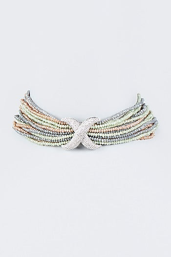 White Finish Necklace With Cz Stones
