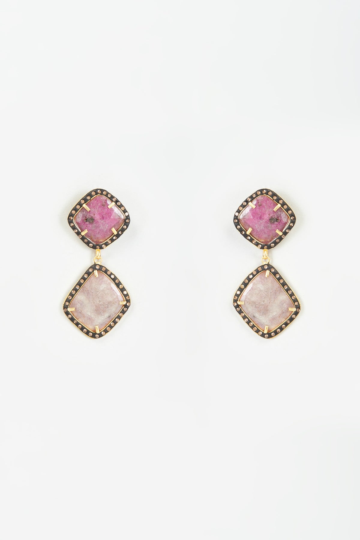 Two Tone Finish Sapphire Dangler Earrings