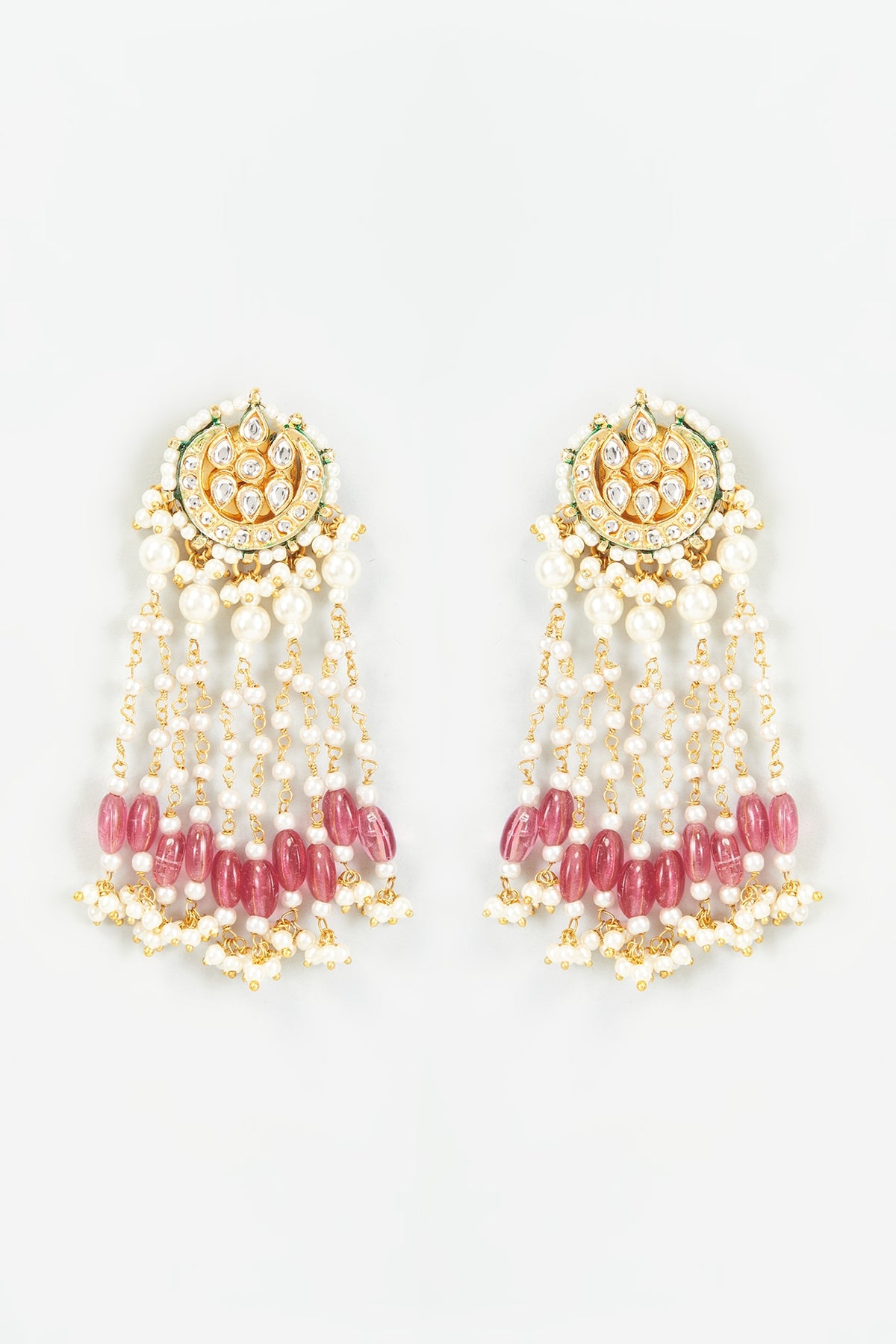 Gold Finish Kundan Polki Dangler Earrings
