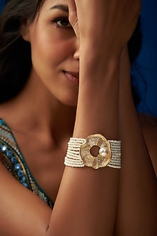 Gold Finish Faux Pearl Bracelet