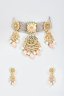 Gold Finish Meenakari Choker Necklace Set