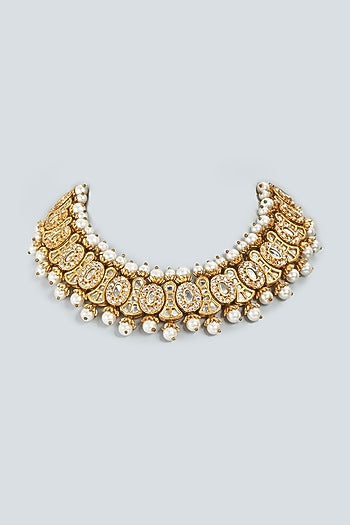 Gold Finish Kundan Polki Necklace