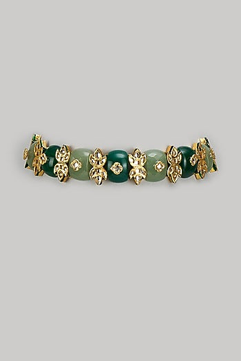 Gold Finish Kundan Polki & Semi-Precious Stone Choker Necklace
