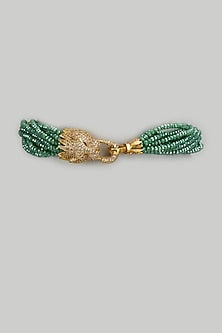 Gold Finish Kundan Polki & Crystal Beaded Choker Necklace