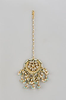 Gold Finish Kundan Polki Maangtikka