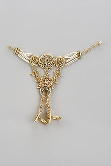 Gold Finish Kundan Polki Hathphool