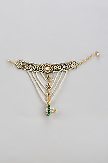 Gold Finish Kundan Polki Hathphool