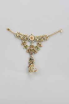 Gold Finish Kundan Polki Hathphool