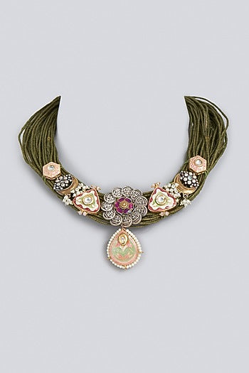 Two Tone Finish Zircons Necklace