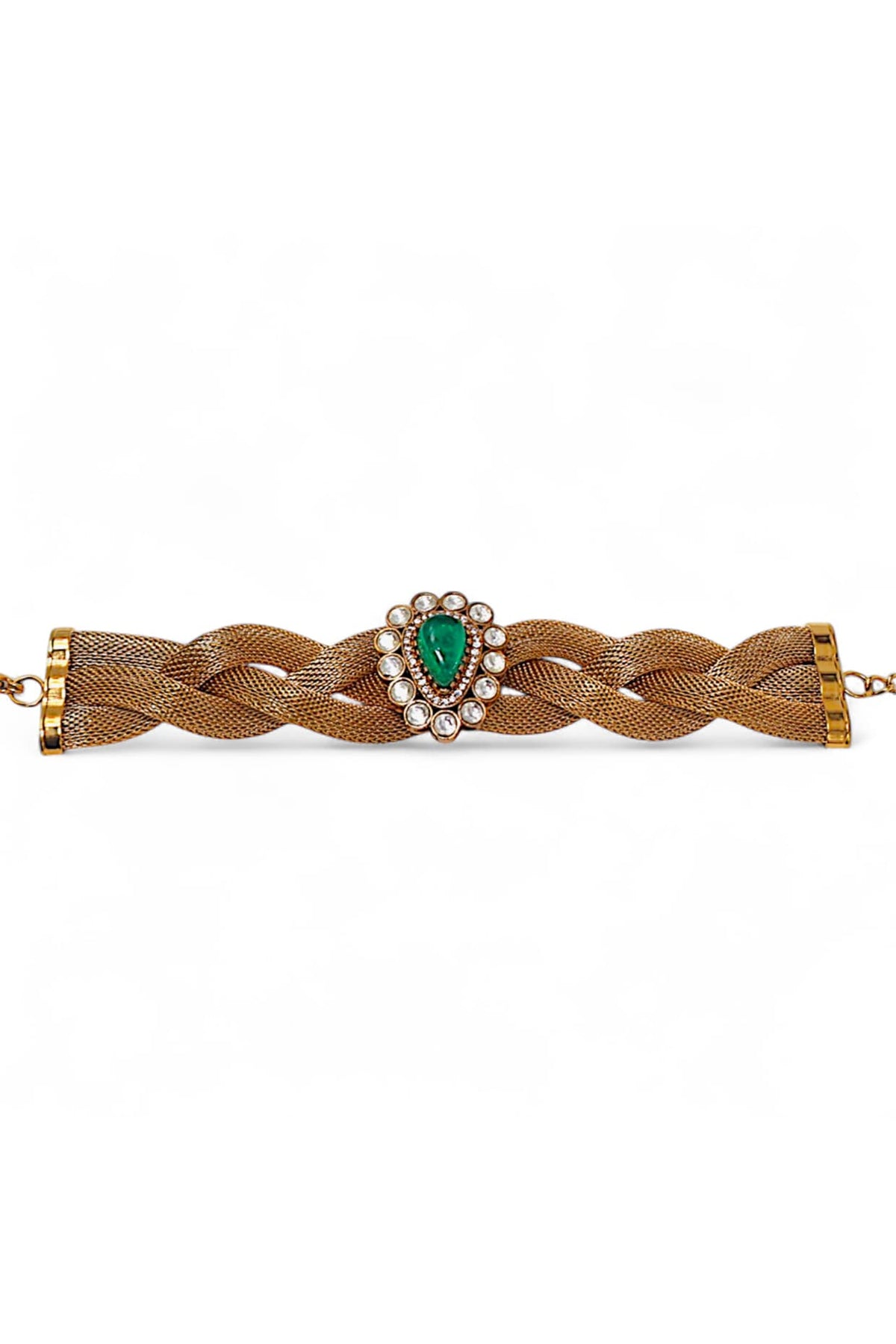 Gold Finish Imitation Kundan Polki Bracelet