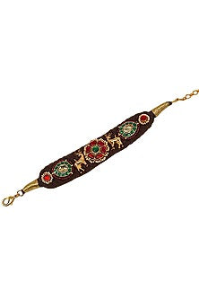 Gold Finish Multi-Colored Imitation Kundan Polki Bracelet