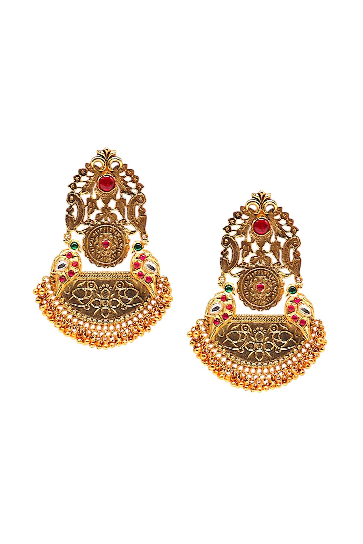 Gold Finish Imitation Kundan Polki Dangler Earrings