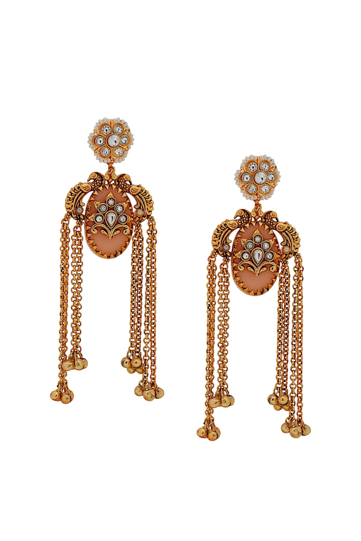 Gold Finish Imitation Kundan Polki Dangler Earrings