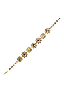 Gold Finish White Imitation Kundan Polki Matha Patti