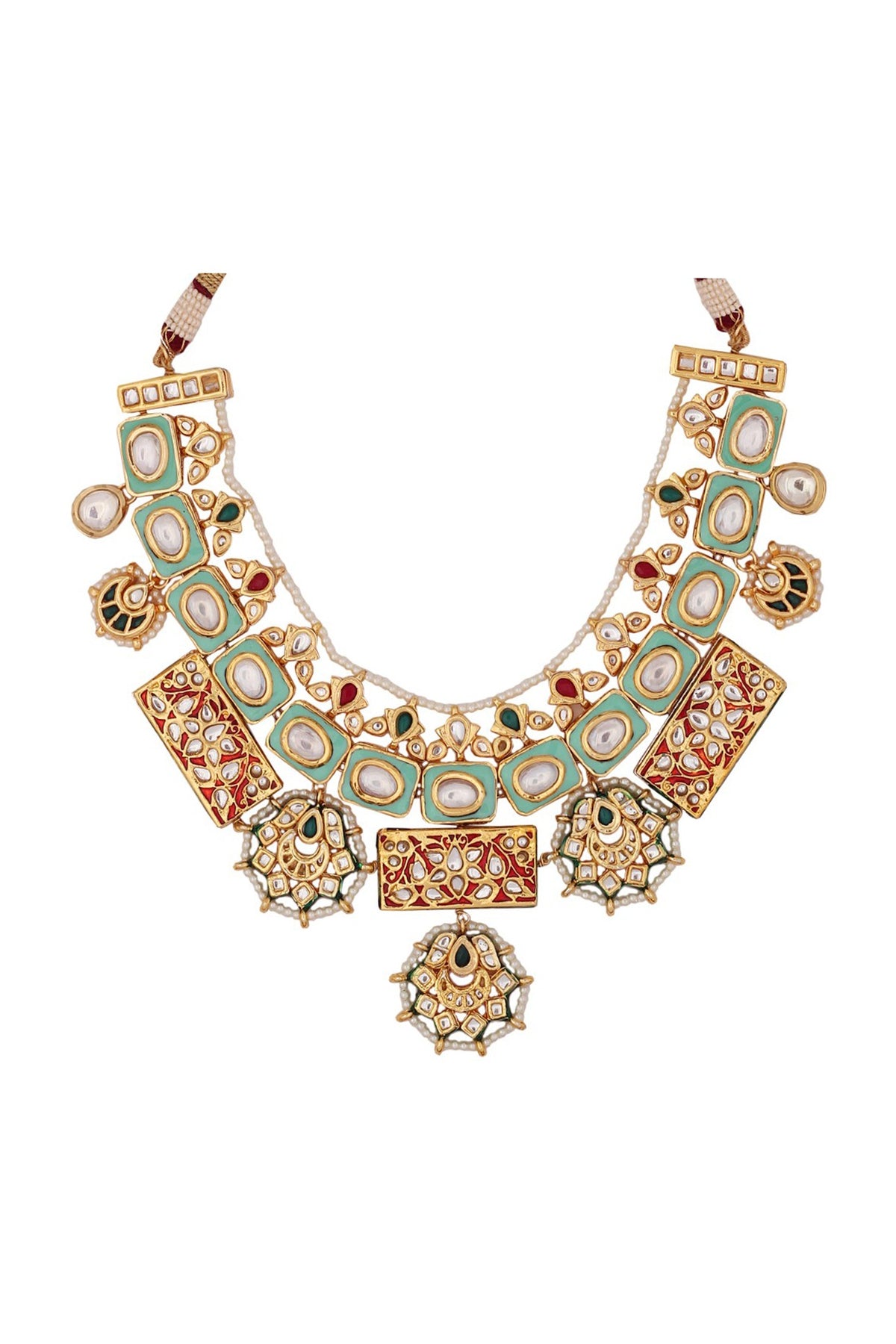 Gold Finish Meenakari Necklace