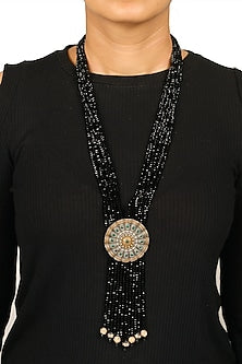 Two Tone Finish Beaded Long Necklace