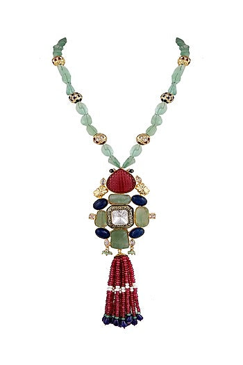 Gold Finish Semi-Precious Stone Necklace