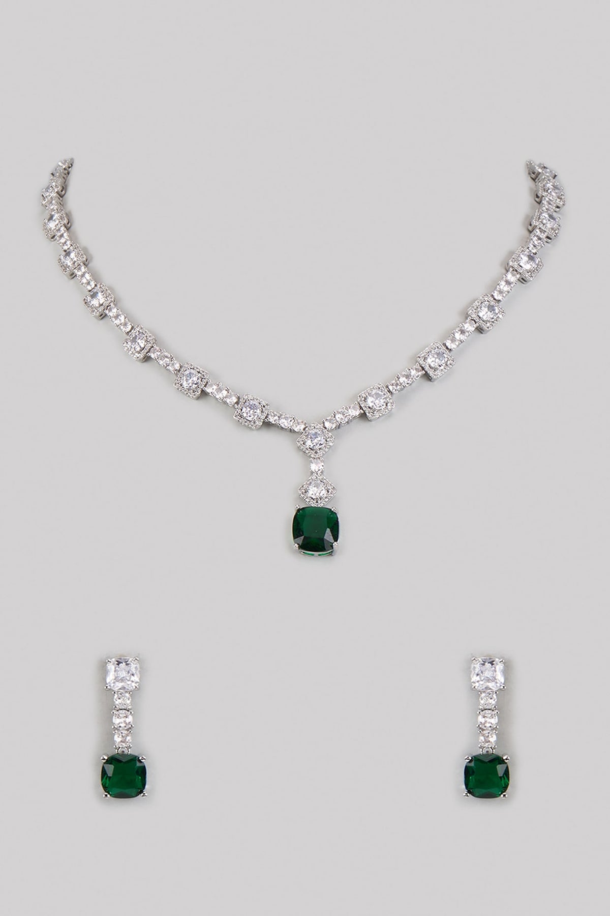 White Finish CZ Necklace Set