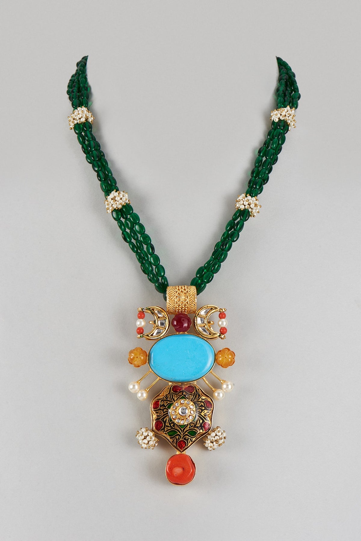 Gold Finish Semi-Precious Stone Necklace