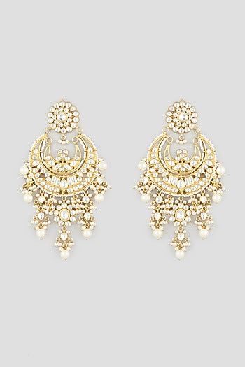 Gold Finish Kundan Polki Earrings