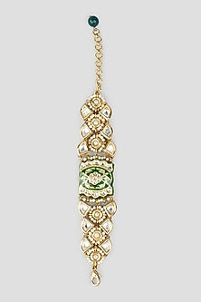 Gold Finish Kundan Polki Meenakari Bracelet