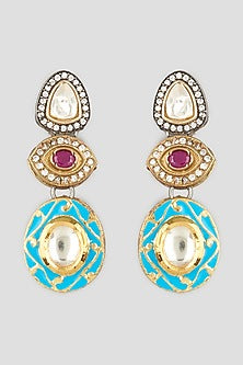 Two Tone Finish Dyed Jade Stone Earrings