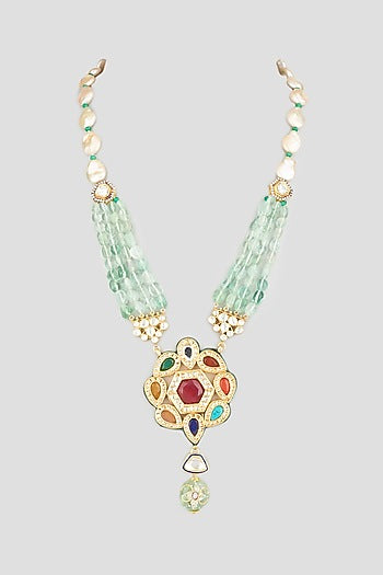 Gold Finish Fluorite Necklace