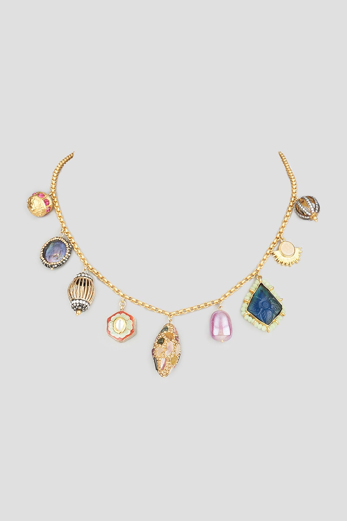 Gold Finish Zircons Necklace