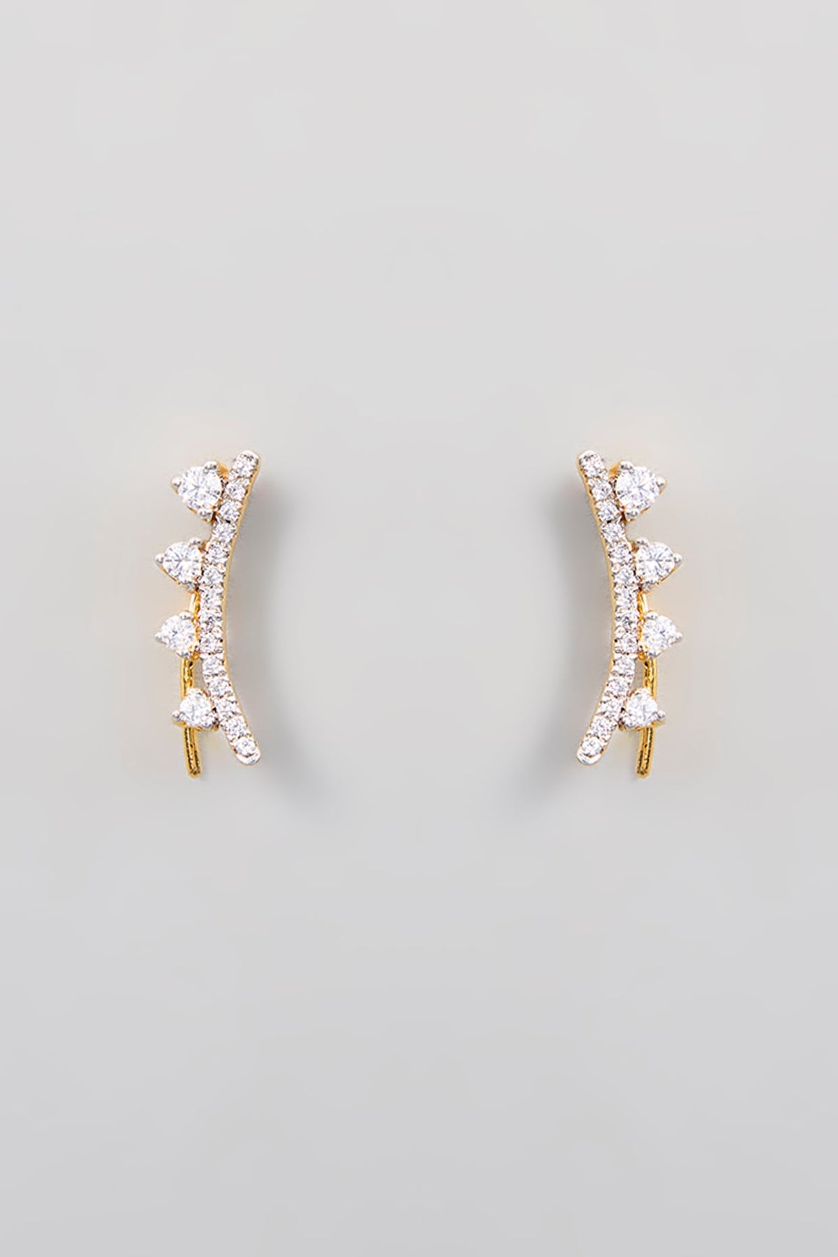 White Finish Zircon Stud Earrings
