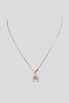 Gold Finish Zircon Pendant In Sterling Silver