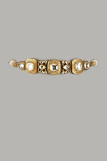 Gold Finish Moissanite Polki Choker Necklace In Sterling Silver