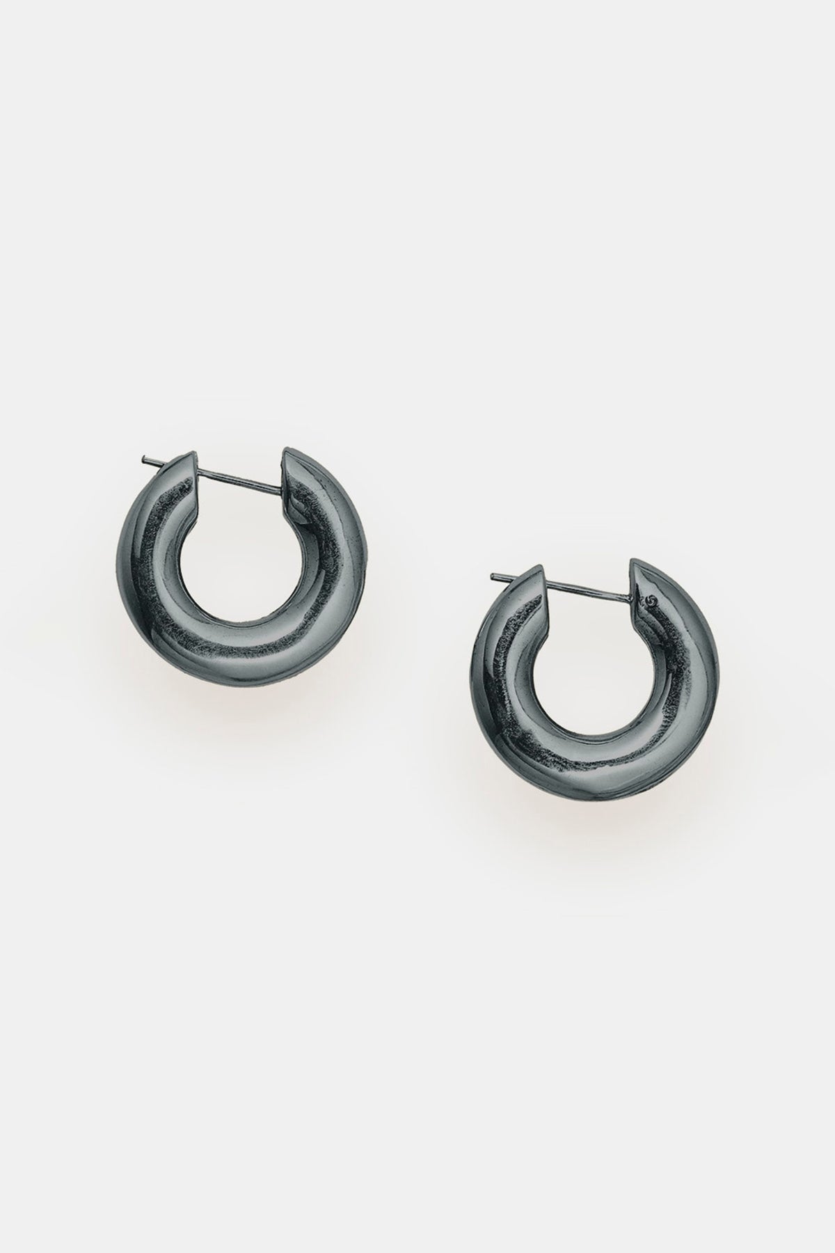 Black Rhodium Plated Hoop Earrings In Sterling Silver