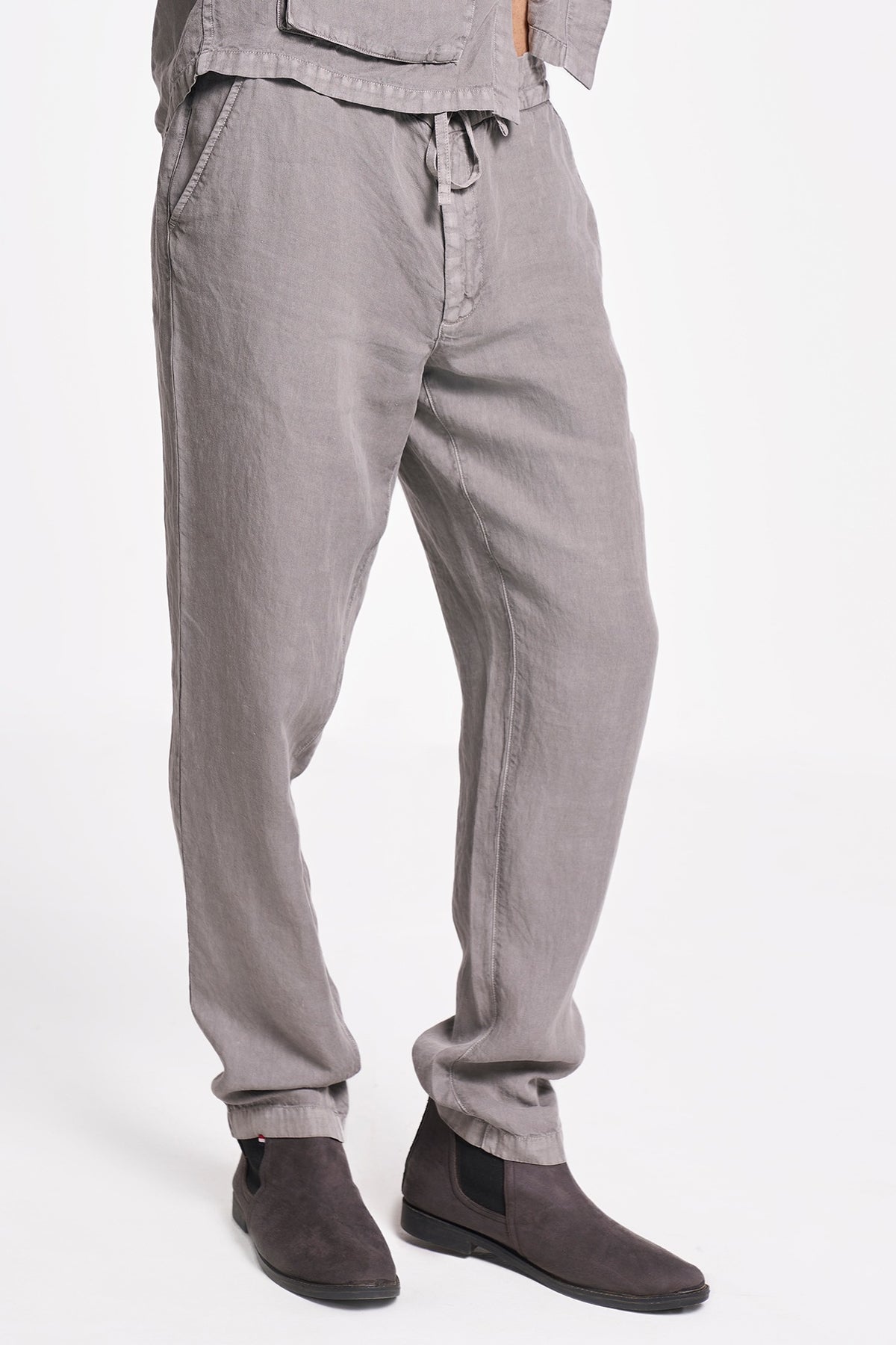 Charcoal Linen Handspun Drawstring Pants