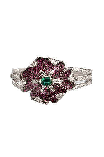 White Finish Hydro Rubies Bracelet