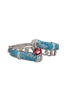 White Finish Cubic Zirconia Enameled Bracelet