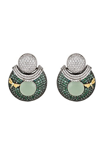 White Finish Zirconia Earrings In Sterling Silver