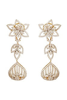 Two-Tone Rhodium Finish Cubic Zirconia Chandelier Earrings