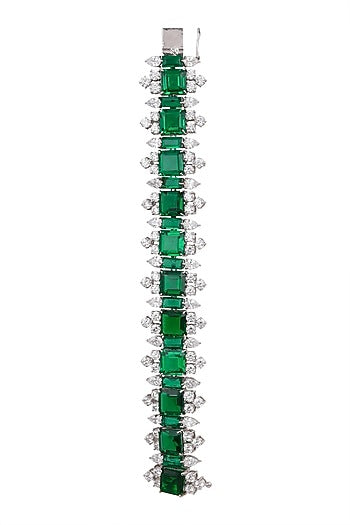 White Finish Emeralds Bracelet