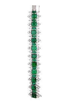 White Finish Emeralds Bracelet