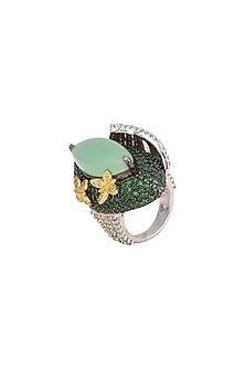 White Finish Chalcedony Ring