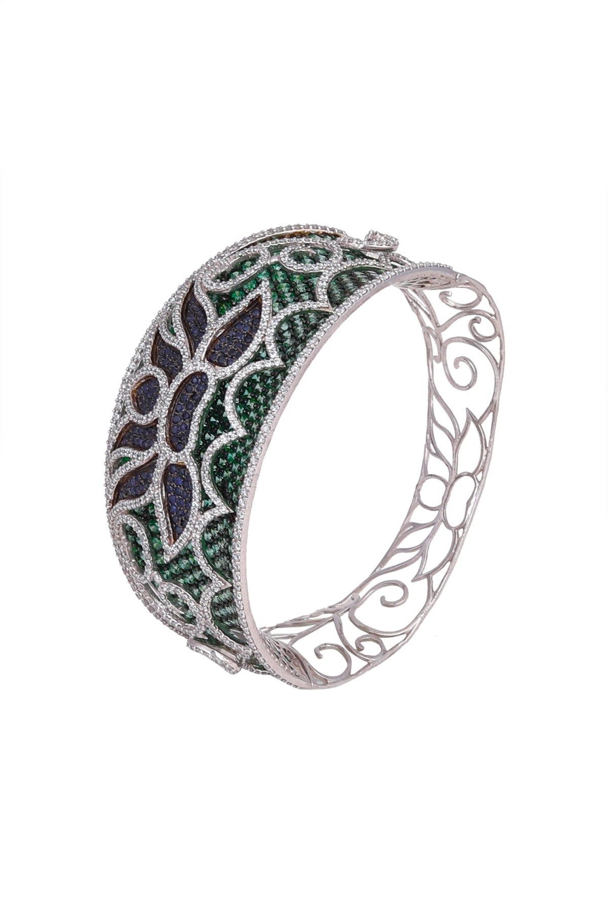 White Finish & Black Rhodium Finish Emerald Bracelet