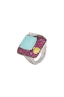Multi Tone Finish Ring In Sterling Silver