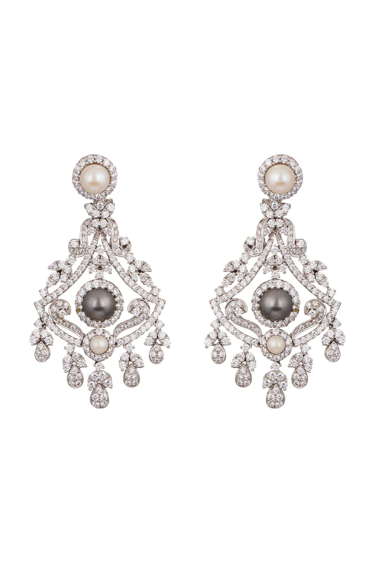 White Finish Pearl Earrings