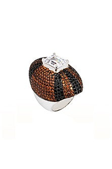 White Finish Cubic Zirconia Ring In Sterling Silver