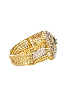 Two Tone Finish Onyx & Cubic Zirconia Oyster Shape Bracelet
