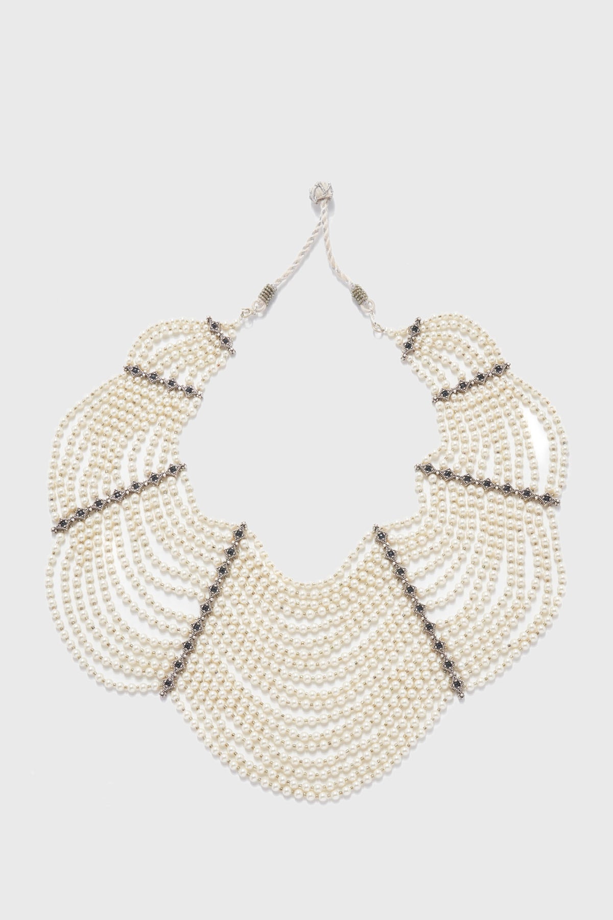 Ivory Swarovski Pearl & Zircon Necklace In Sterling Silver