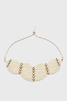Ivory Freshwater & Swarovski Pearl Choker Necklace In Sterling Silver